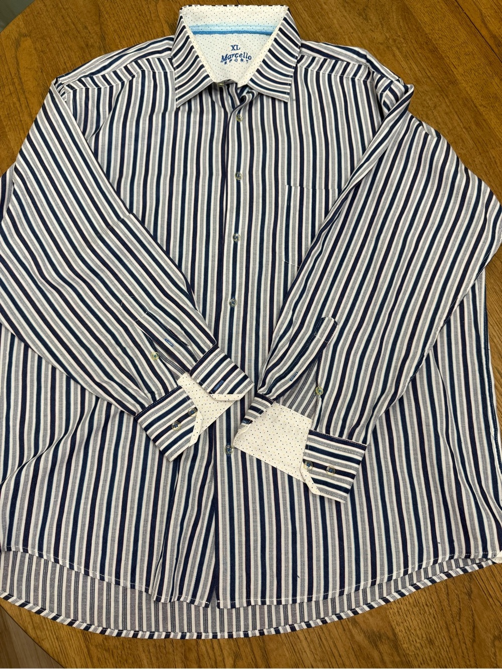 Marcello Soort Classic Blue & White Striped Men's Dress Shirt